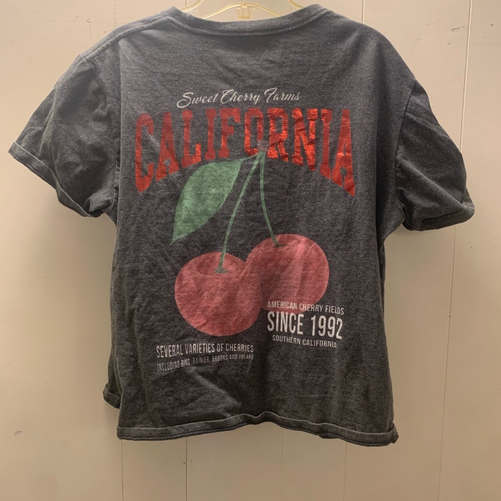 Never worn,Sweet Cherry Farms California Graphic Tee - dark gray and Red